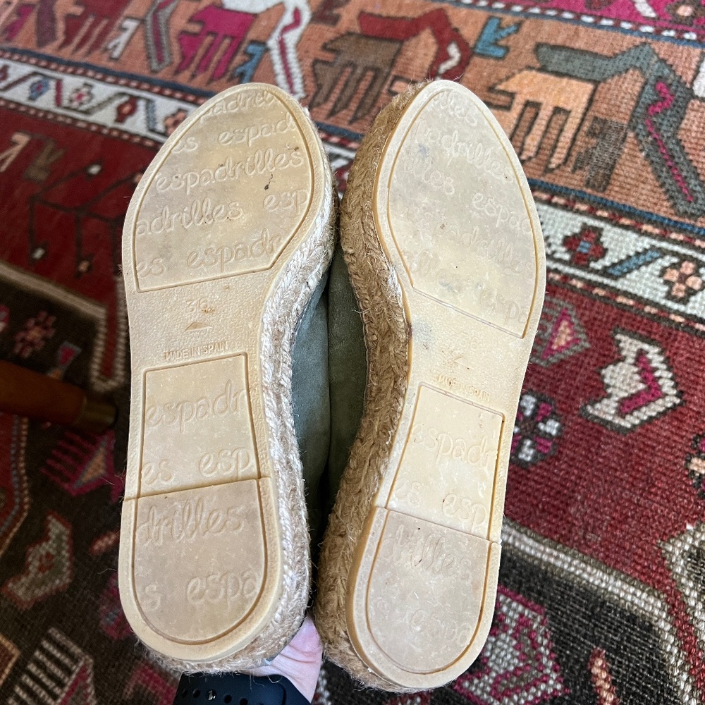 Eric Michael Olive Suede Zip Platform Espadrilles… - image 8